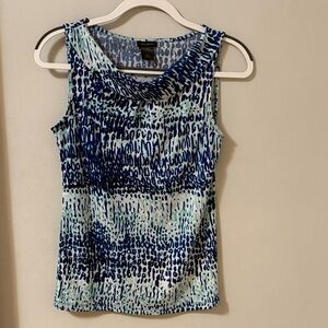 Ann Taylor Blue and White Patterned Tank Top